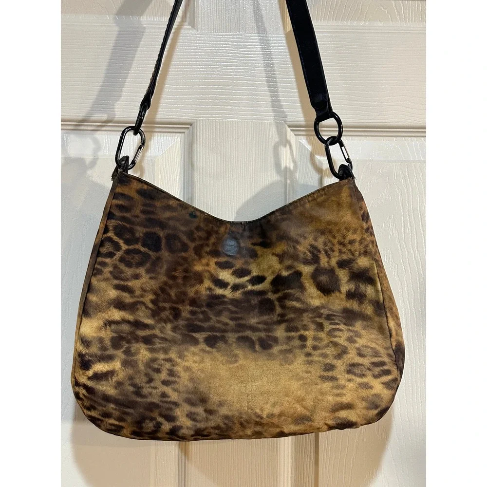 Plinio Visona Leopard‎ Print Hobo Bag Brown Tan Made in Italy Shoulder Bag 11x11